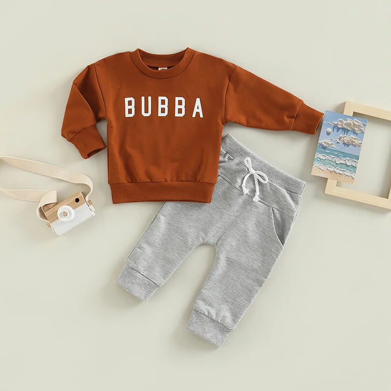 Winter Set Cozy Sweater Elastic Waist Pants for Boys