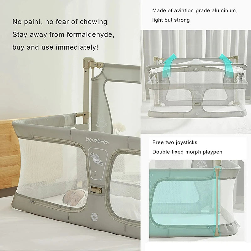 Easy To Install Bedside Mesh Crib