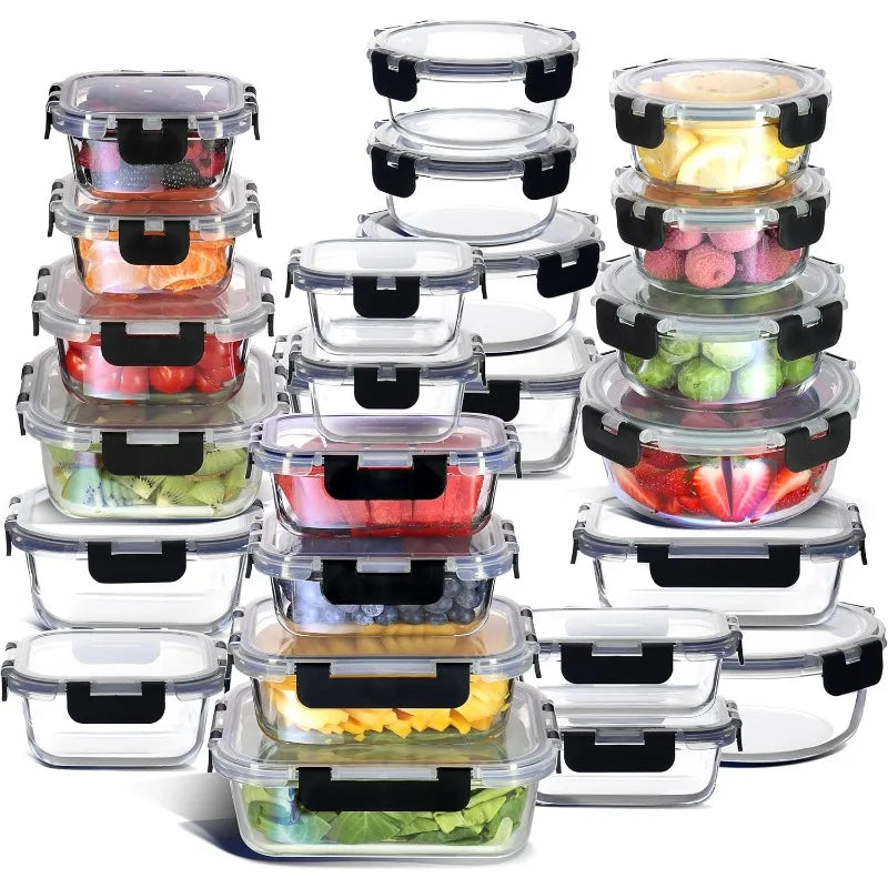 Glass Food Storage Microwave Oven Freezer Safe. Lids: Airtight