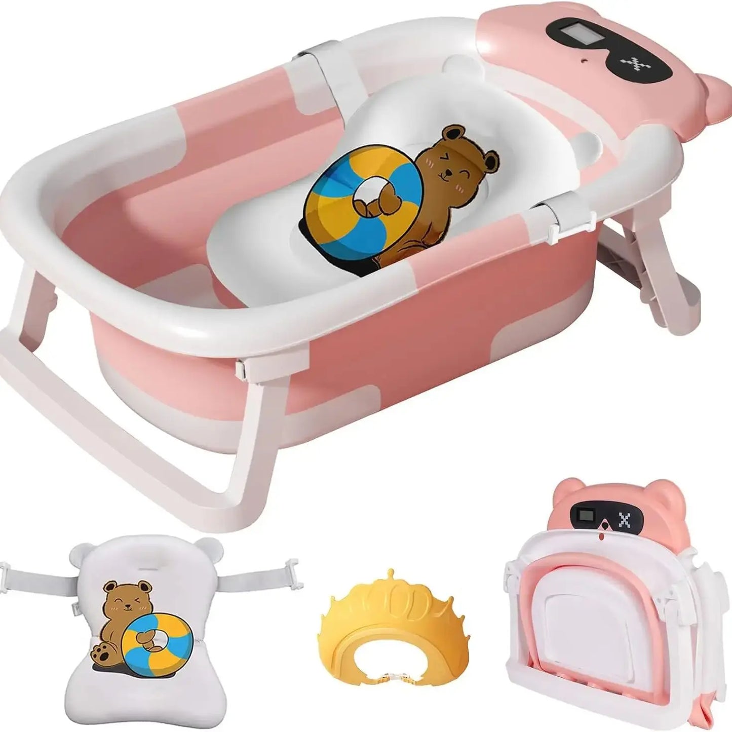 Foldable Baby Bathtub Non-Slip With Cushion Support