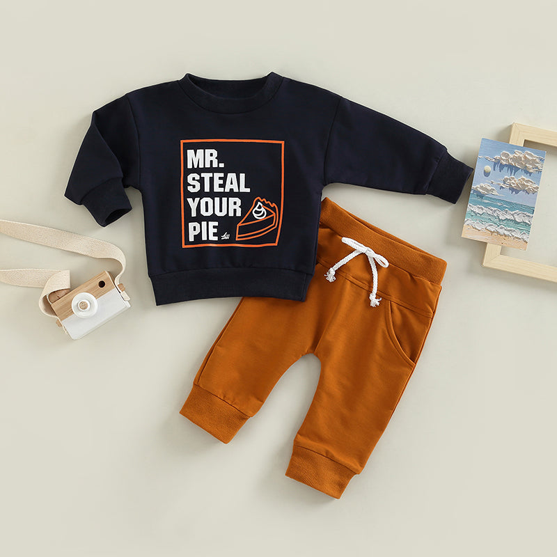 Winter Set Cozy Sweater Elastic Waist Pants for Boys