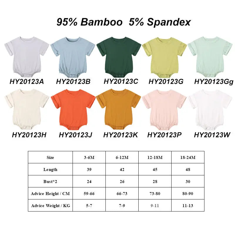 Bamboo Fiber Baby Short Sleeved Rompers 3-24M