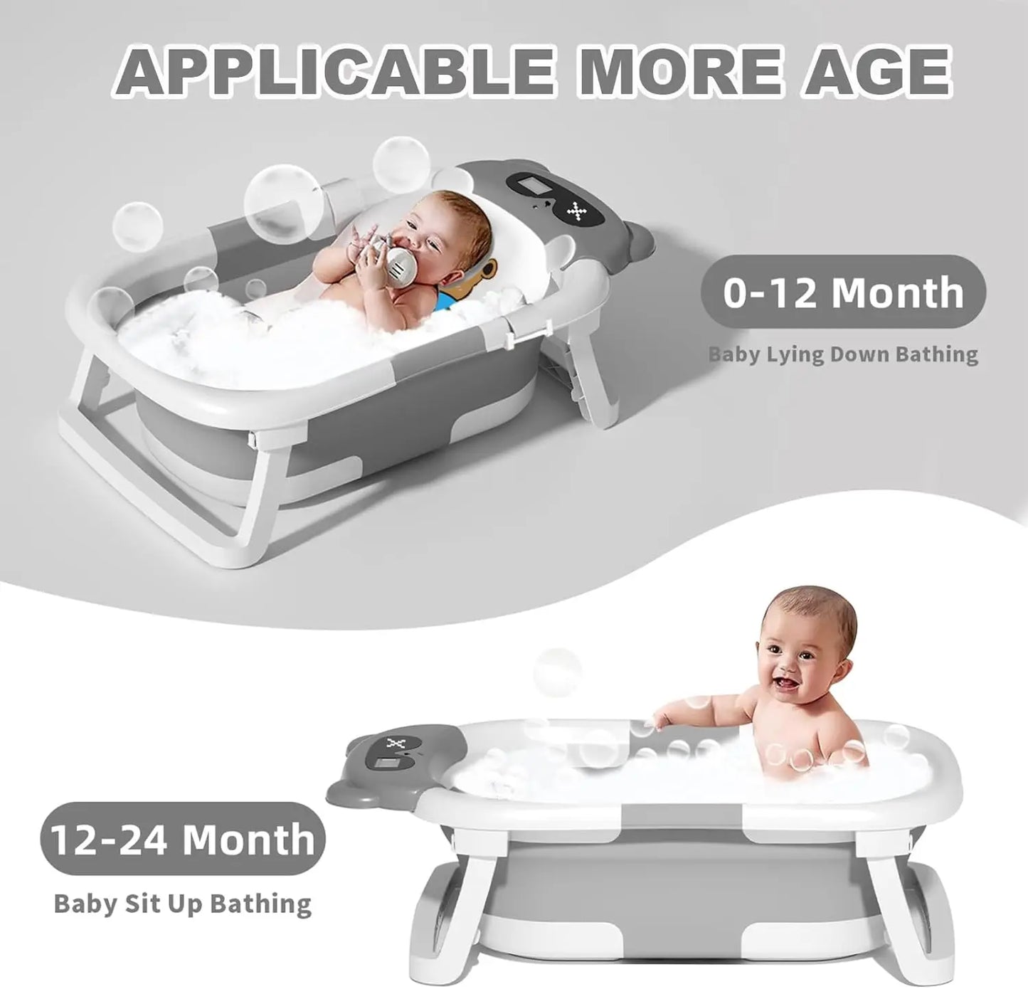 Foldable Baby Bathtub Non-Slip With Cushion Support