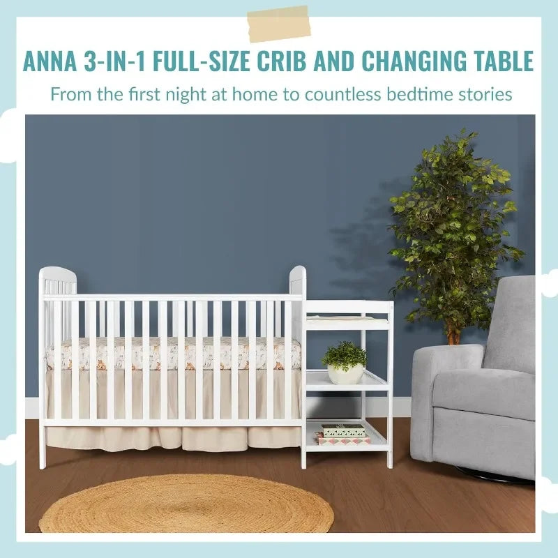 4-In-1 Full-Size Crib And Changing Table Combo