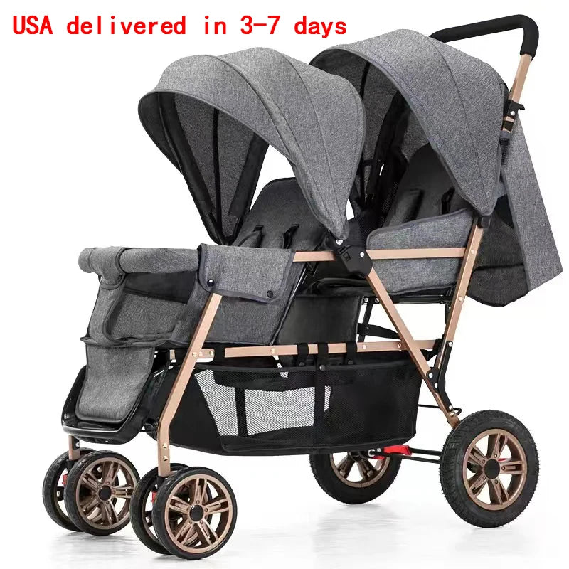 Portable, Foldable, Twin Baby Strollers Front/Back
