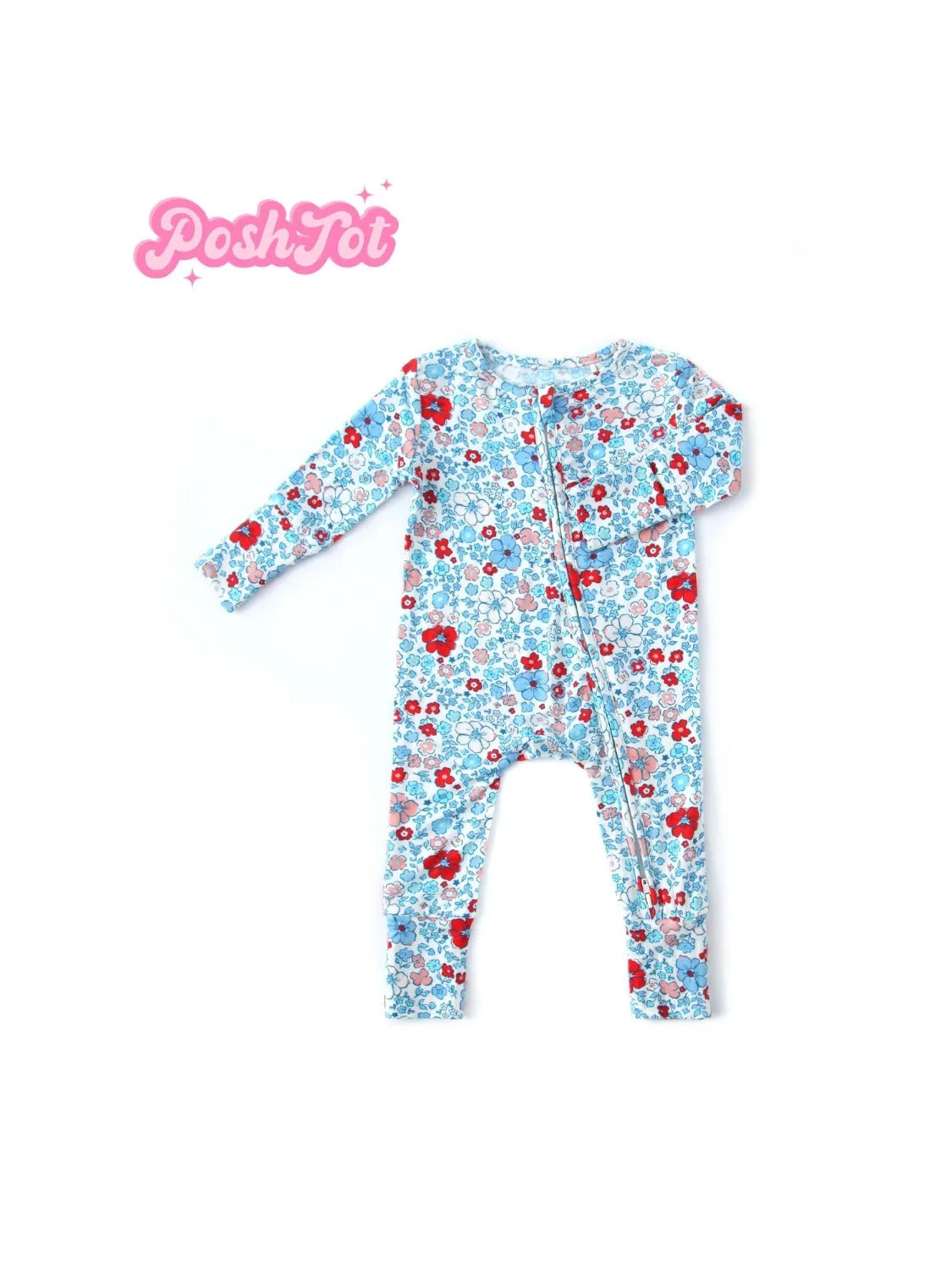 POSHTOT Flower bamboo fiber baby long sleeve.Baby pajamas two-way zipper 0-2 years romper. Baby jumpsuit.