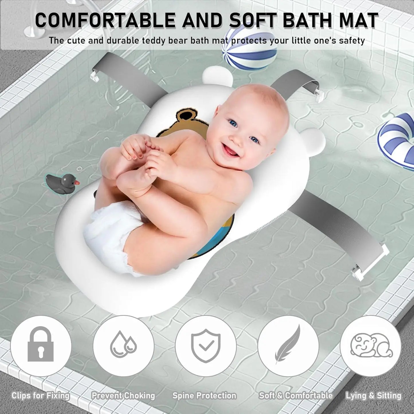 Foldable Baby Bathtub Non-Slip With Cushion Support