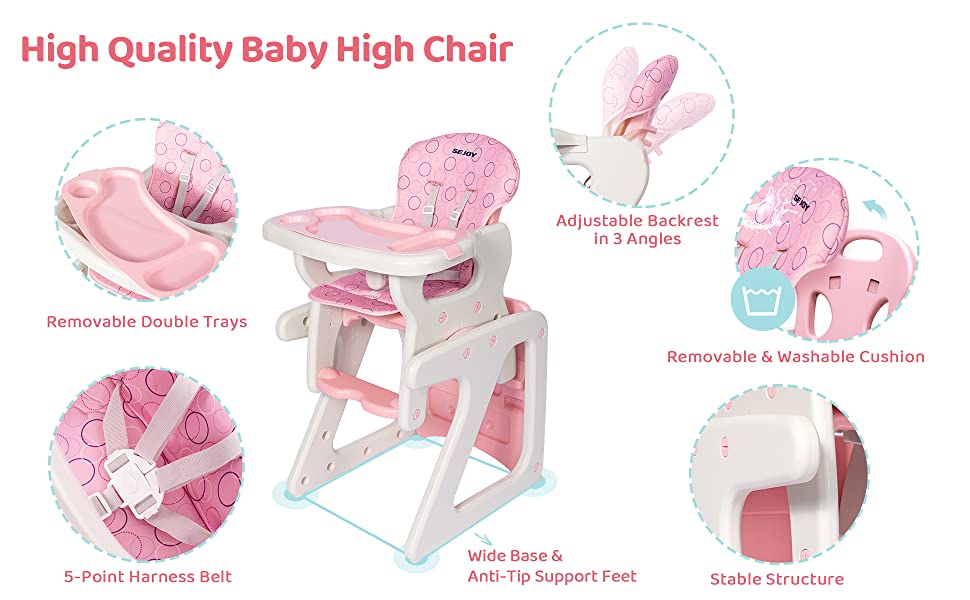 Highchair For Baby Adjustable Backrest Infant Feeding Chair