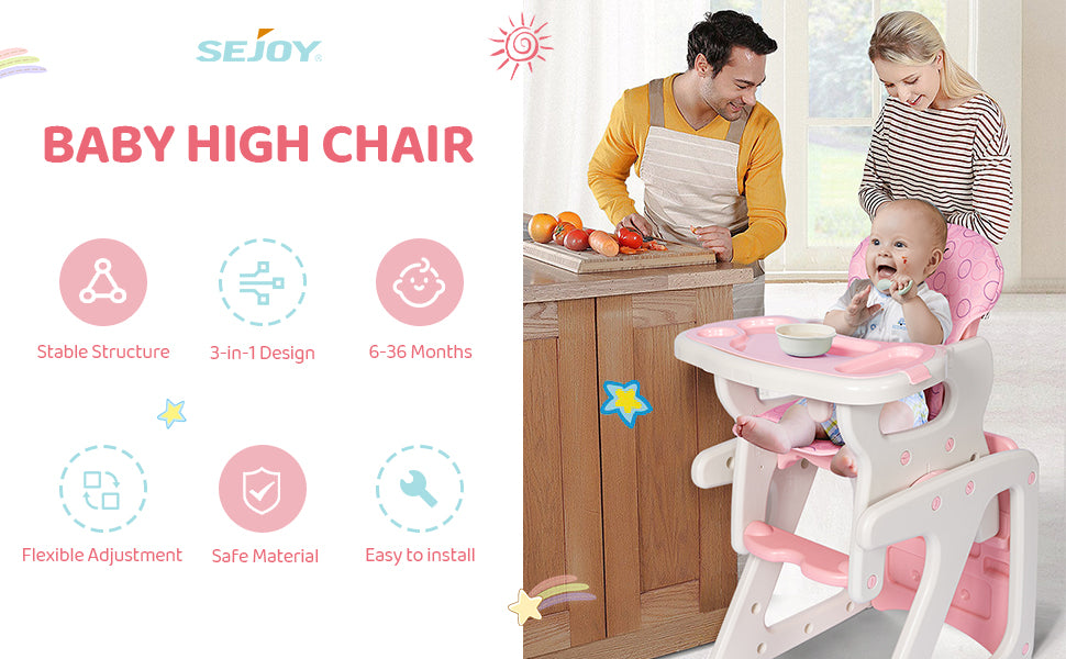 Highchair For Baby Adjustable Backrest Infant Feeding Chair
