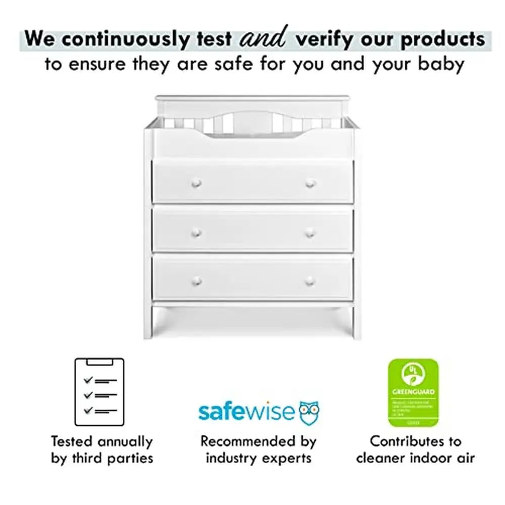 3-Drawer Baby Changer Dresser Sustainable Wood