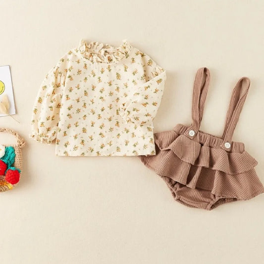 Baby Long Sleeve Floral Blouse, Romper Dress