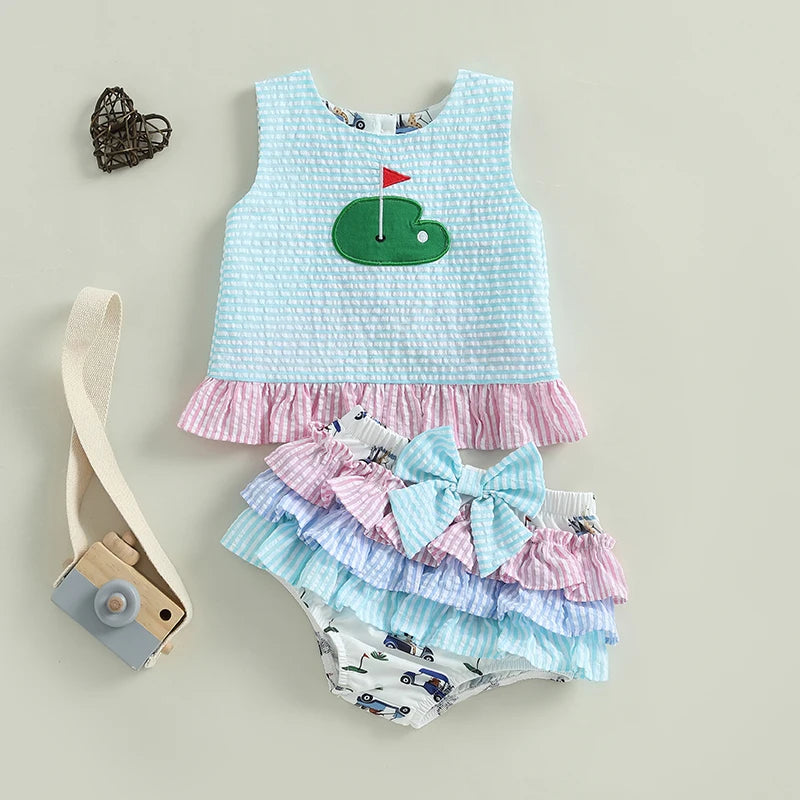 Sleeveless Golf T-Shirt, With Ruffled Golf Panties Set