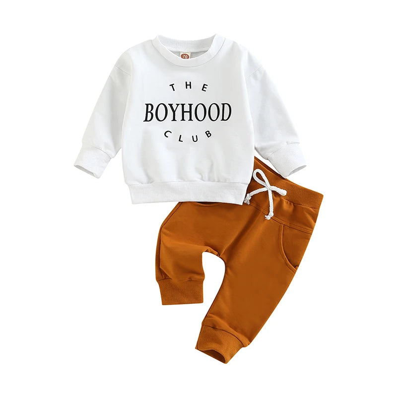 Winter Set Cozy Sweater Elastic Waist Pants for Boys